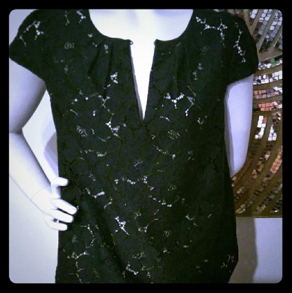 J Crew Navy Blue Lace Blouse Small Size 4 - Picture 1 of 3